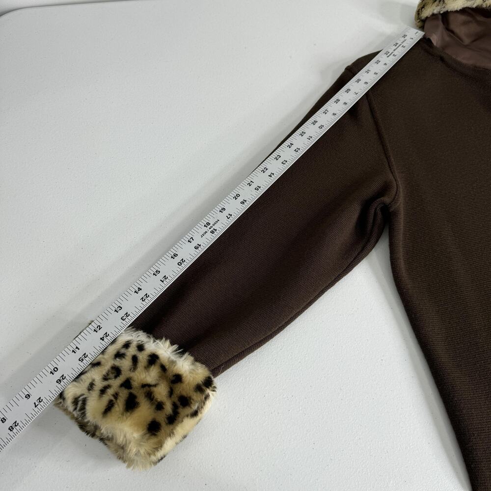 Vintage Pubbliche Relazioni Jacket Women Medium Wool Leopard Faux Fur Trim Retro - Picture 12 of 14